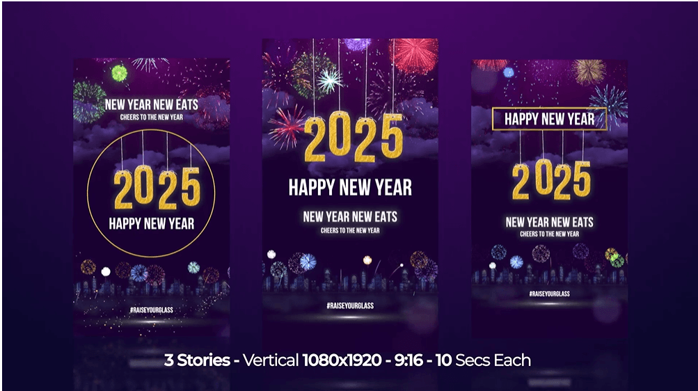 Happy New Year Wishes Instagram Stories | Free Templates for FCPX