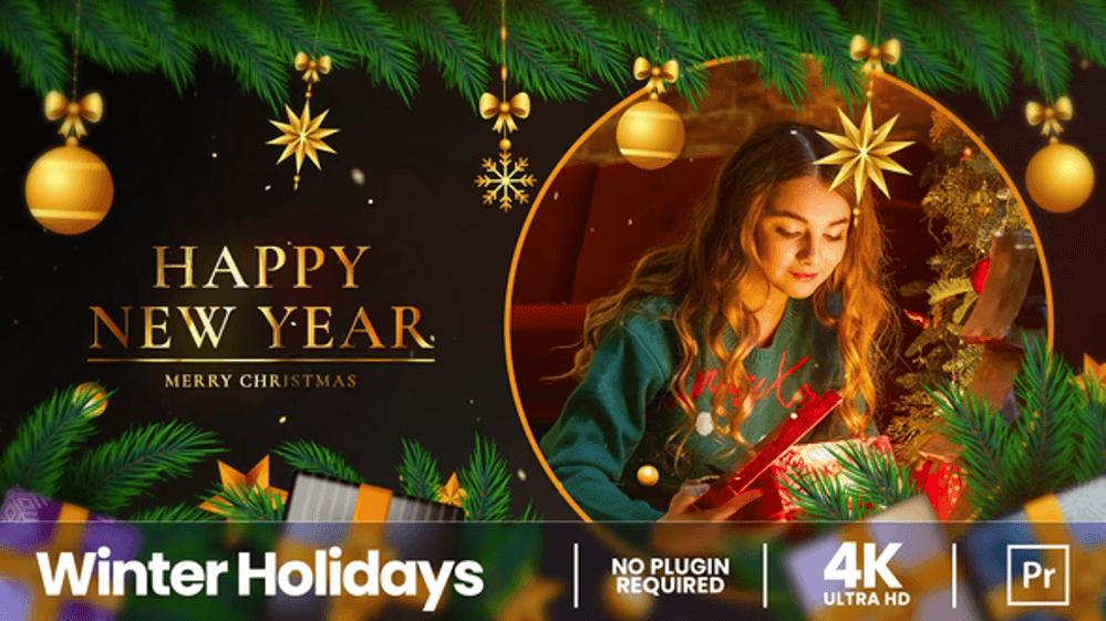 Merry Christmas & New Year Slideshow | MOGRT | Free Template for Premiere Pro