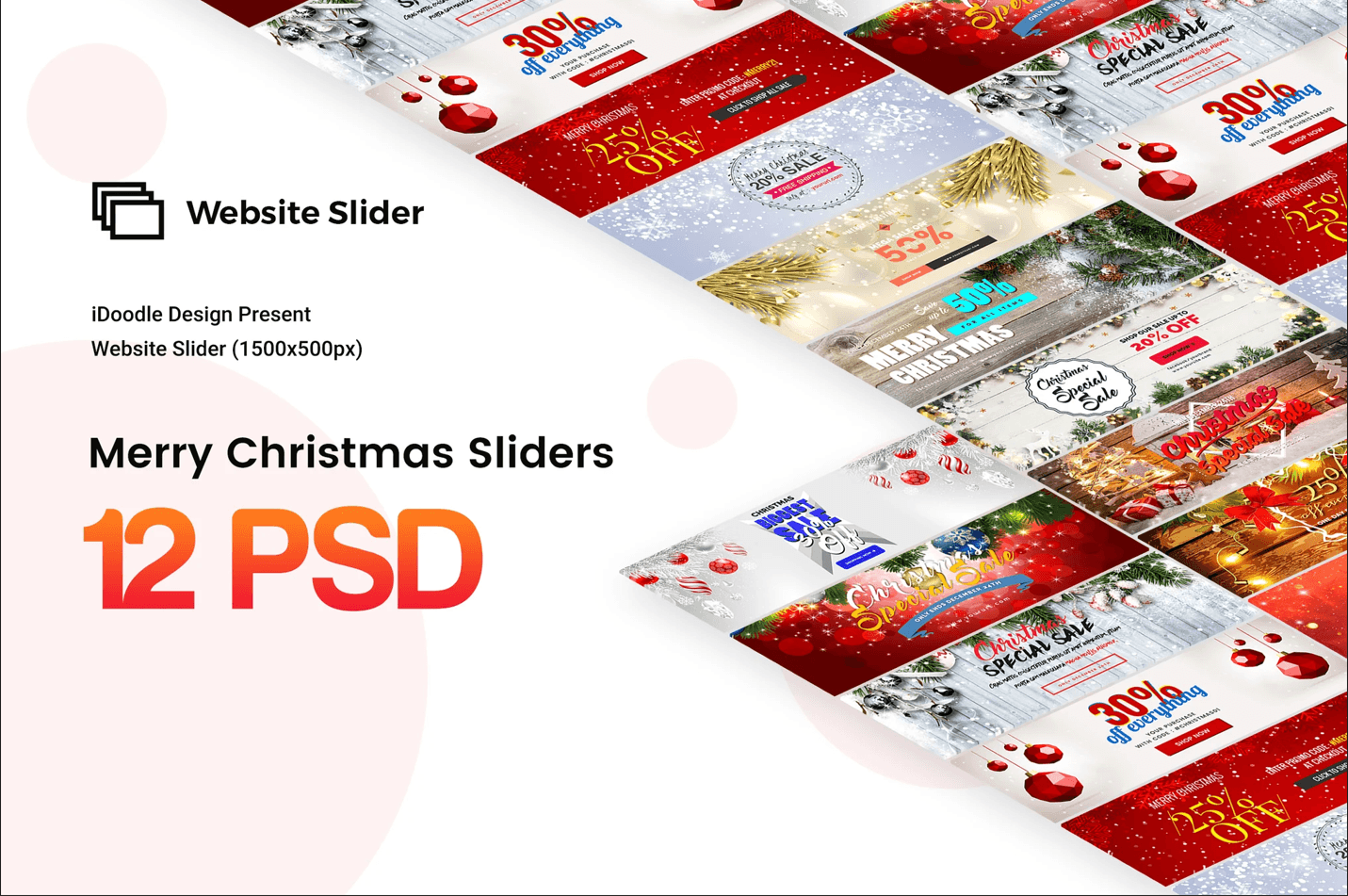 Merry Christmas Sliders Website – 12PSD |Free Template for Photoshop