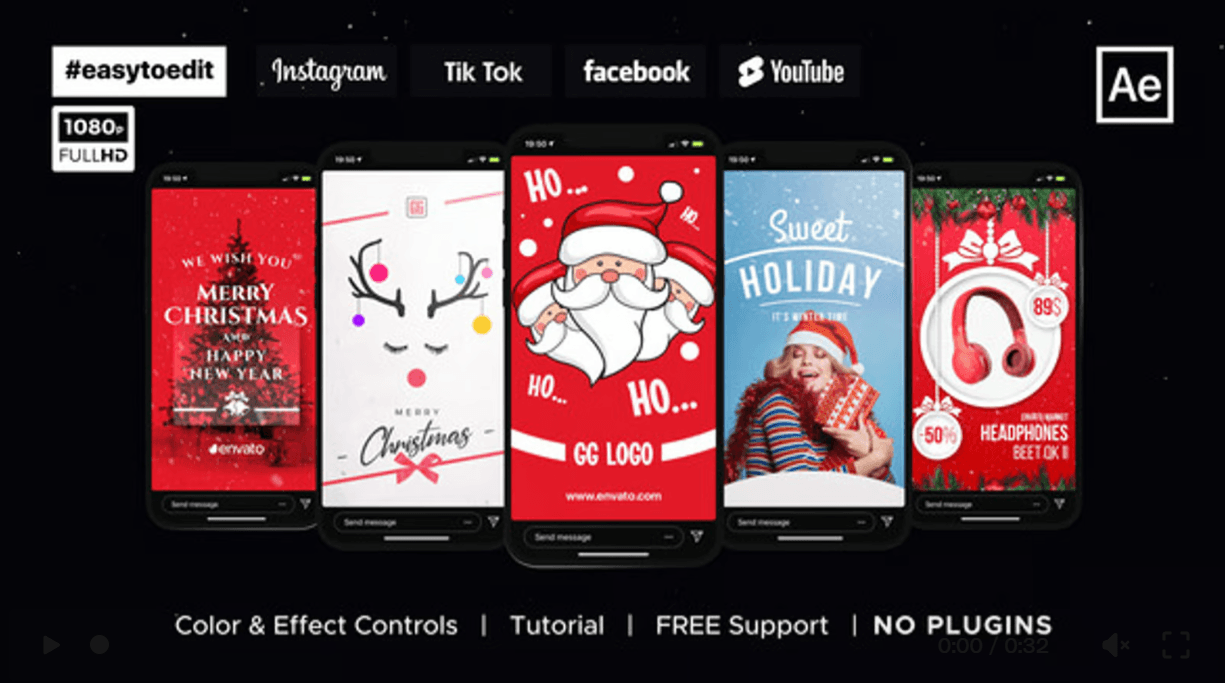 Instagram Stories | Christmas & New Year | Free for After Effects