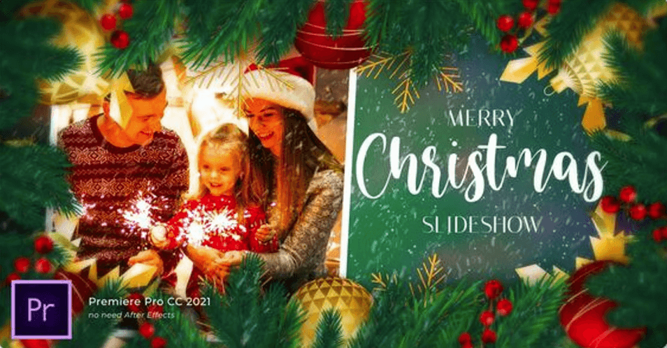 Video Congratulations Merry Christmas - Slideshow | Free Template for Premiere Pro -