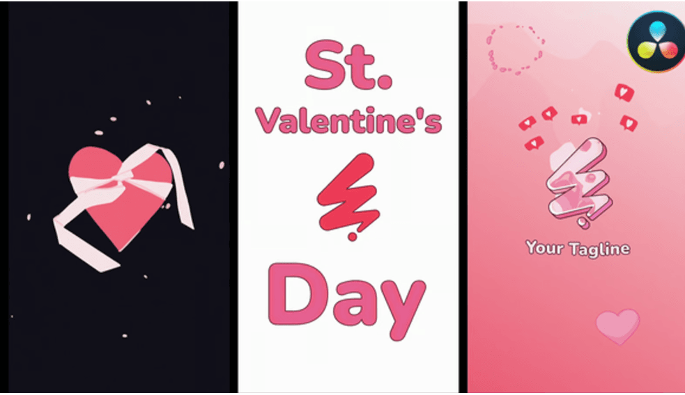 Valentine’s Day Vertical Logo | Free for Davinci Resolve