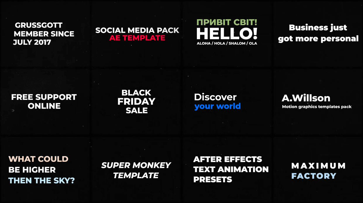 Text Presets Titles | Free Titles for After Effects